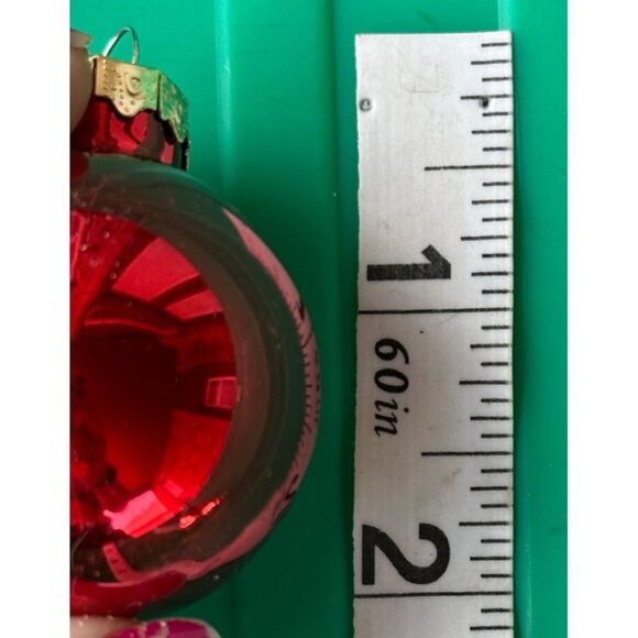 Set of 9 Metallic Shiny Gold & Red Christmas Glass Ornaments Ball-Shaped (READ) - Picture 6 of 8